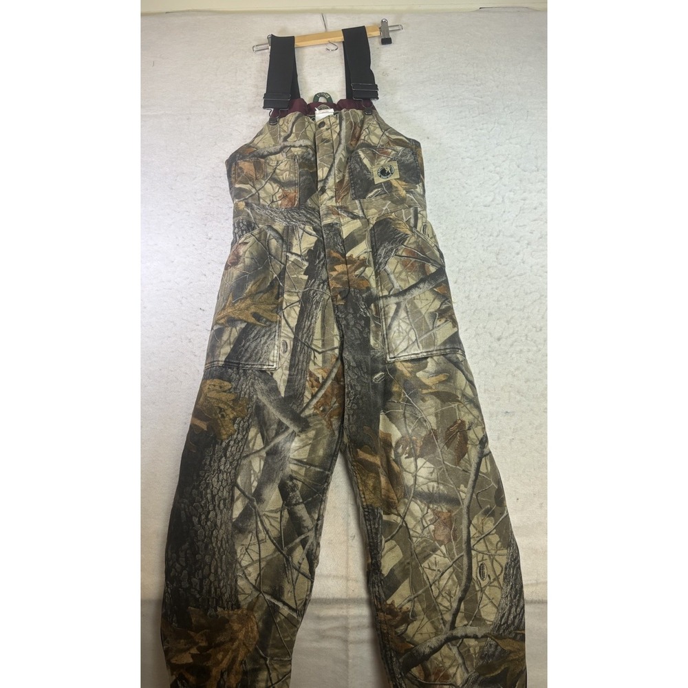 Berne Gunflint Camo Bib Overalls Womens Small 6-8 Brown Insulated Hunt Work Wear